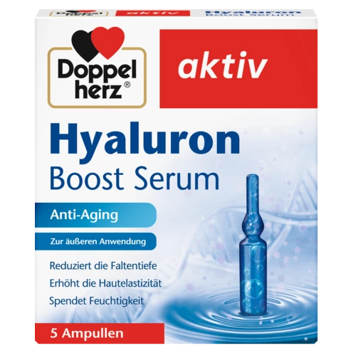 Abbildung der Produktverpackung Doppelherz aktiv Hyaluron Boost Serum Frontansicht